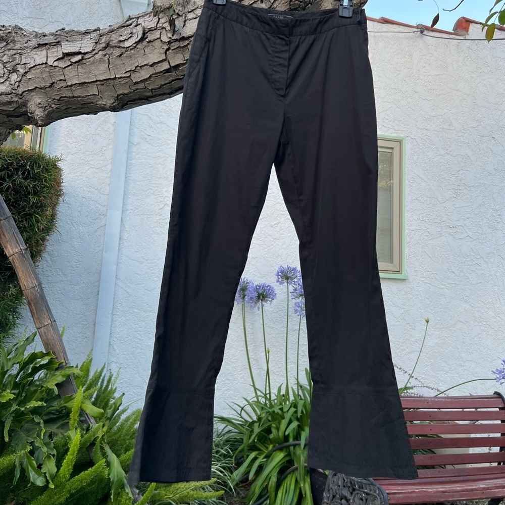 PRADA Flare Cropped Boot Cut Trousers Vintage Y2K Black Dress Pants
